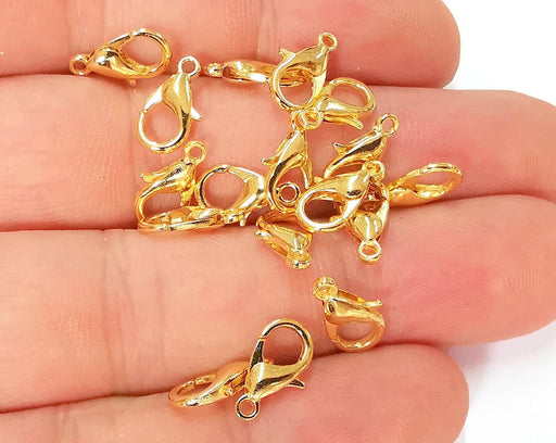 10 Gold Lobster Gold Plated Lobster Clasps Metal (12x7mm)  G22965