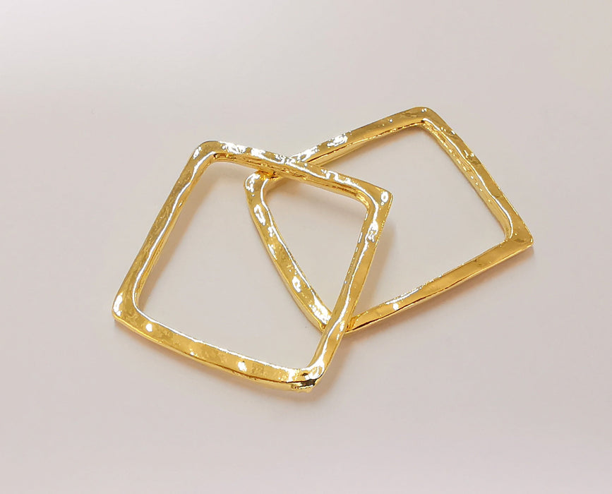 4 Square Connector Findings Shiny Gold Plated Geometric Findings (27x24mm)  G22845