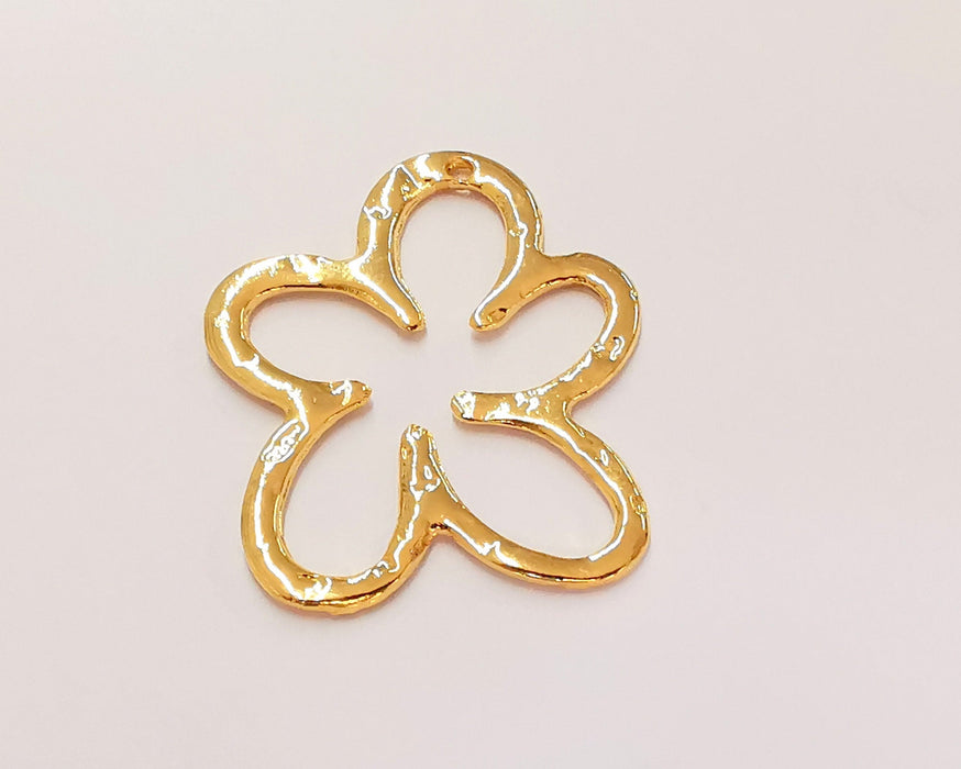 Flower Charms 24K Shiny Gold Plated Charms  (42x35mm)  G22967