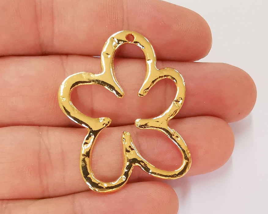 Flower Charms 24K Shiny Gold Plated Charms  (42x35mm)  G22967