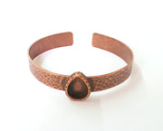 Bracelet blank Resin cuff Dry flower inlay blank Cuff bezel Glass cabochon base Hammered adjustable Antique copper (14x10mm ) G23388