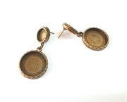 Earring blank backs Hammered antique bronze Resin base inlay blank Cabochon mountings Antique Bbonze (22 + 12mm Round blanks) 1 pair G23394