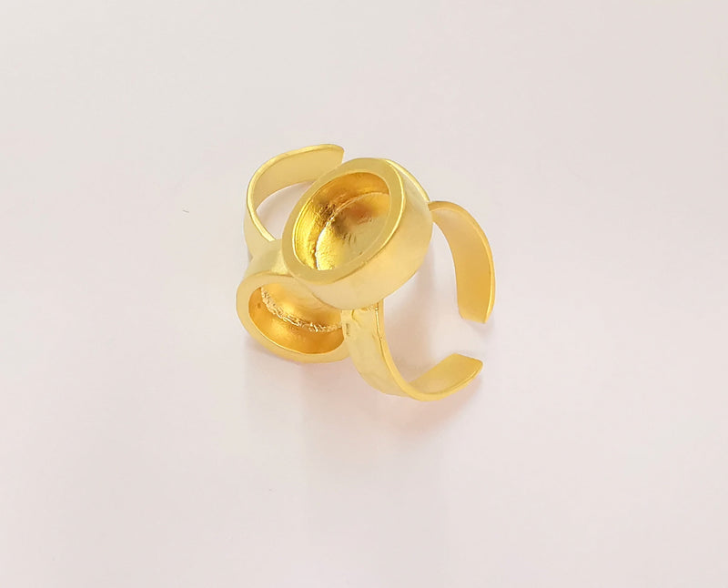 Hammered Ring Blank Setting Cabochon Base inlay Ring Hammered Mounting Adjustable Ring Bezel (10mm blank ) Gold Plated Metal G22970