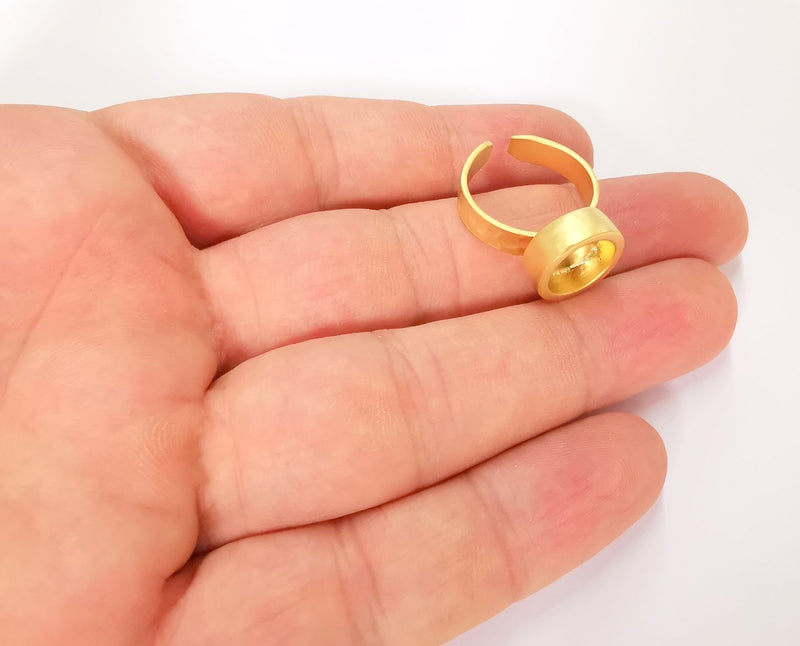 Hammered Ring Blank Setting Cabochon Base inlay Ring Hammered Mounting Adjustable Ring Bezel (10mm blank ) Gold Plated Metal G22970