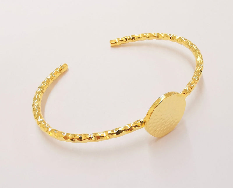 Shiny Gold Blanks Hammered Bracelet Blanks Cuff Blanks Adjustable Bracelet Blank Gold Plated Bracelet (18 mm Blanks ) G23145
