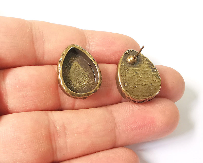 Earring blank backs Antique bronze resin base inlay blank cabochon mountings setting Antique bronze plated  (18x13mm blank) 1 pair G23399