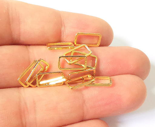 20 Rectangle Findings 24K Shiny Gold Plated Findings (12x6 mm)  G23401
