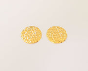 4 Gold plated stamping base 24k shiny gold Hammered tag gold plated brass charm (17mm) G23404