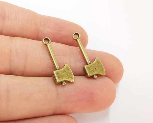 10 Axe Charms Double Sided Antique Bronze Plated Charms (24x9mm)  G23407