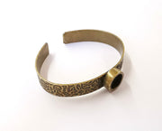 Bracelet blank Resin cuff Dry flower inlay blank Cuff bezel Glass cabochon base Textured adjustable antique bronze  (10mm ) G23408