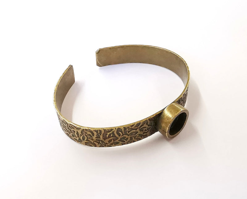Bracelet blank Resin cuff Dry flower inlay blank Cuff bezel Glass cabochon base Textured adjustable antique bronze  (10mm ) G23408