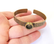 Bracelet blank Resin cuff Dry flower inlay blank Cuff bezel Glass cabochon base Textured adjustable antique bronze  (10mm ) G23408