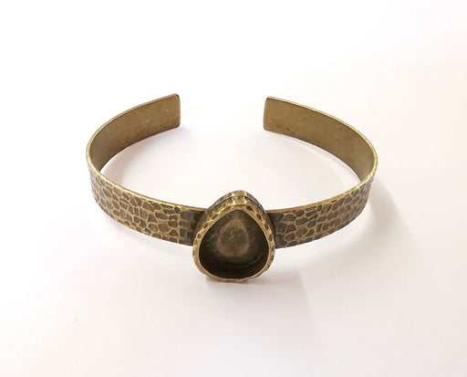 Bracelet Blank Resin Cuff Dry Flower inlay Blank Cuff Bezel Glass Cabochon Base Hammered Adjustable Antique Bronze  (18x13mm ) G23412