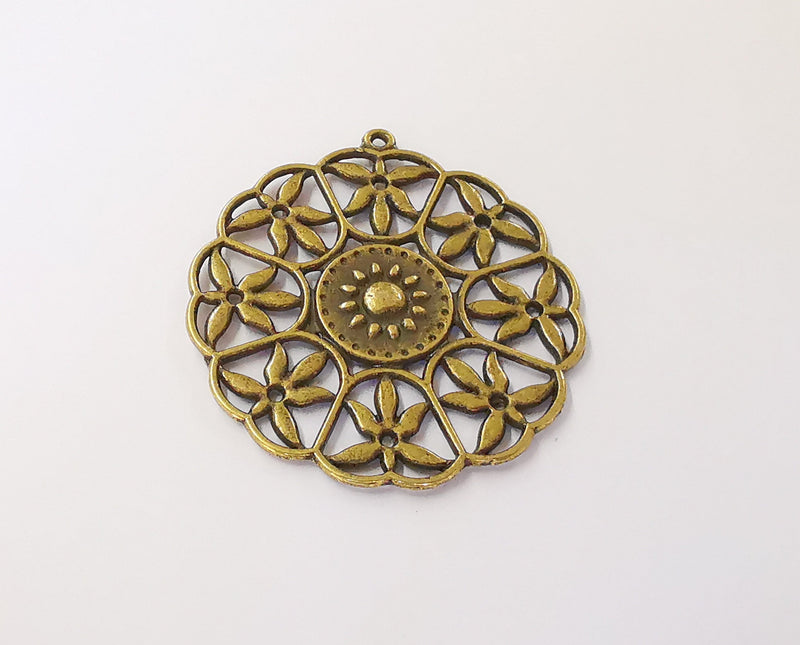 2 Sun pendant Antique bronze plated pendant( 46x43mm) G23414