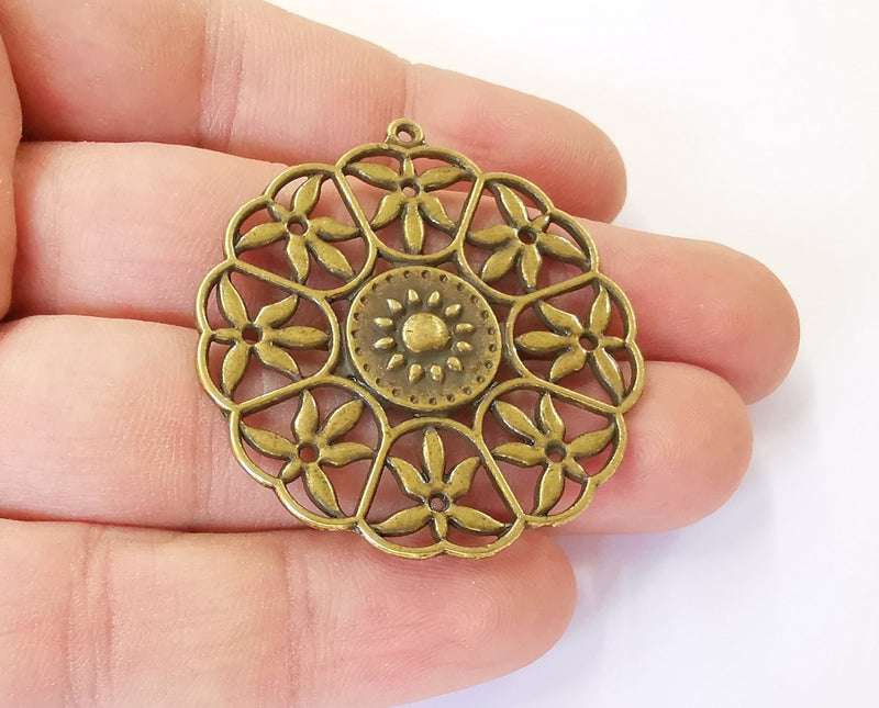 2 Sun pendant Antique bronze plated pendant( 46x43mm) G23414