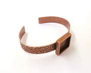 Bracelet blank Resin cuff Dry flower inlay blank Cuff bezel glass Cabochon base Textured adjustable Antique copper (16x16mm ) G23422