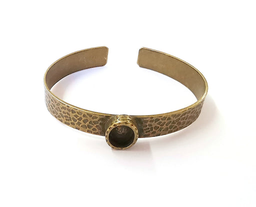 Bracelet blank Resin cuff Dry flower inlay blank Cuff bezel Glass cabochon base hammered adjustable antique bronze  (10x8mm ) G23424