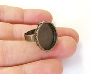 Antique bronze ring blank setting Cabochon base inlay Ring backs mounting Adjustable ring bezel (18x15mm blank) Antique bronze plated G23426