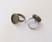 Antique bronze ring blank setting Cabochon base inlay Ring backs mounting Adjustable ring bezel (18x15mm blank) Antique bronze plated G23426
