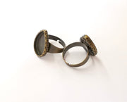 Antique bronze ring blank setting Cabochon base inlay Ring backs mounting Adjustable ring bezel (19x14mm blank) Antique bronze plated G23433