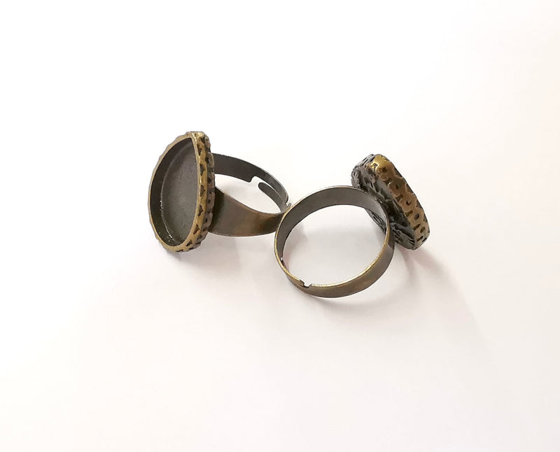 Antique bronze ring blank setting Cabochon base inlay Ring backs mounting Adjustable ring bezel (19x14mm blank) Antique bronze plated G23433