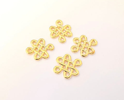 5 Filigree charms connector 24K Shiny gold plated charms (17x13mm)  G23440