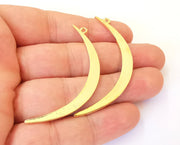 2 Crescent charm 24K Shiny gold plated charms (60x6mm)  G23443