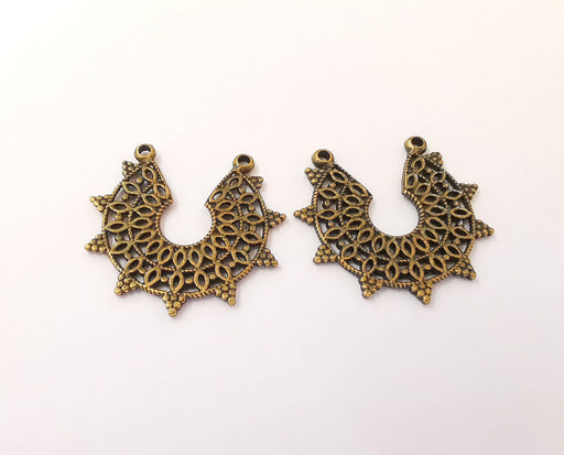 4 Bronze charms Antique bronze plated charms (31x30mm)  G23446