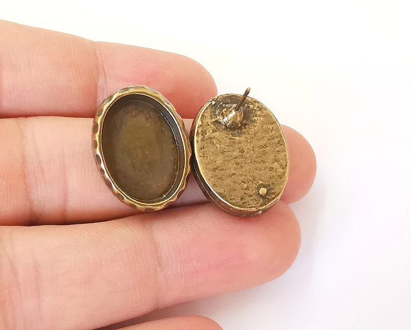 Earring blank backs Antique bronze resin base inlay blank cabochon mountings setting Antique bronze plated  (18x13mm blank) 1 pair G23450