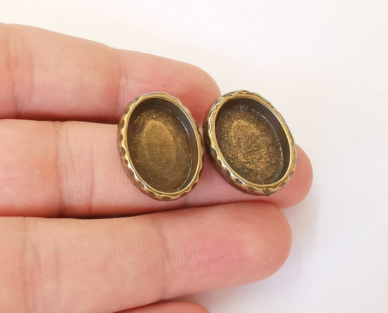 Earring blank backs Antique bronze resin base inlay blank cabochon mountings setting Antique bronze plated  (18x13mm blank) 1 pair G23450