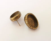 Earring blank backs Antique bronze resin base inlay blank cabochon mountings setting Antique bronze plated  (18x13mm blank) 1 pair G23450