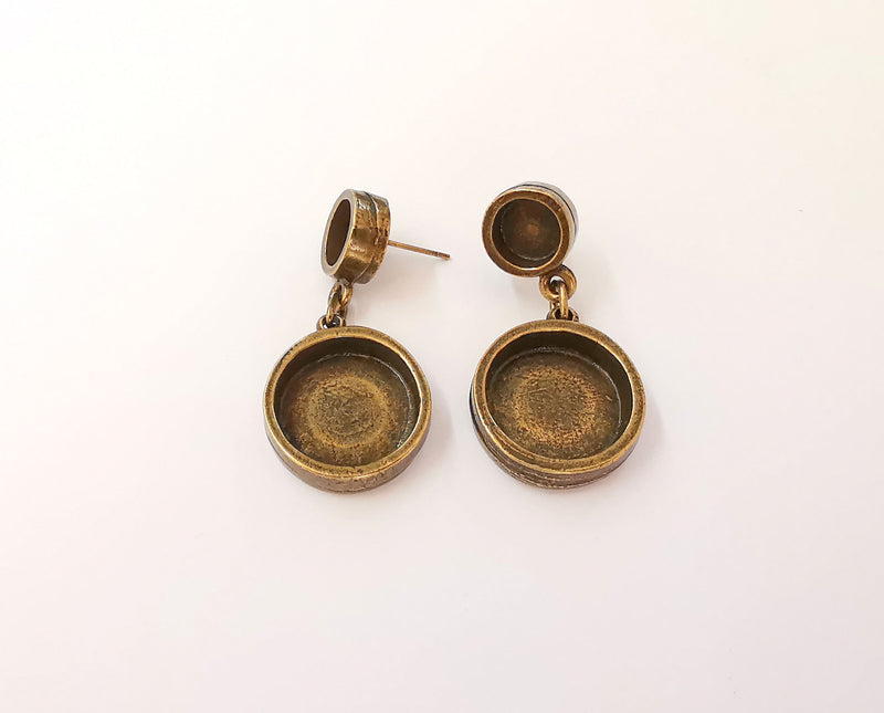 Earring blank backs Antique bronze Resin base inlay blank Cabochon mountings Antique Bronze (16mm + 8mm blanks) 1 pair G23453