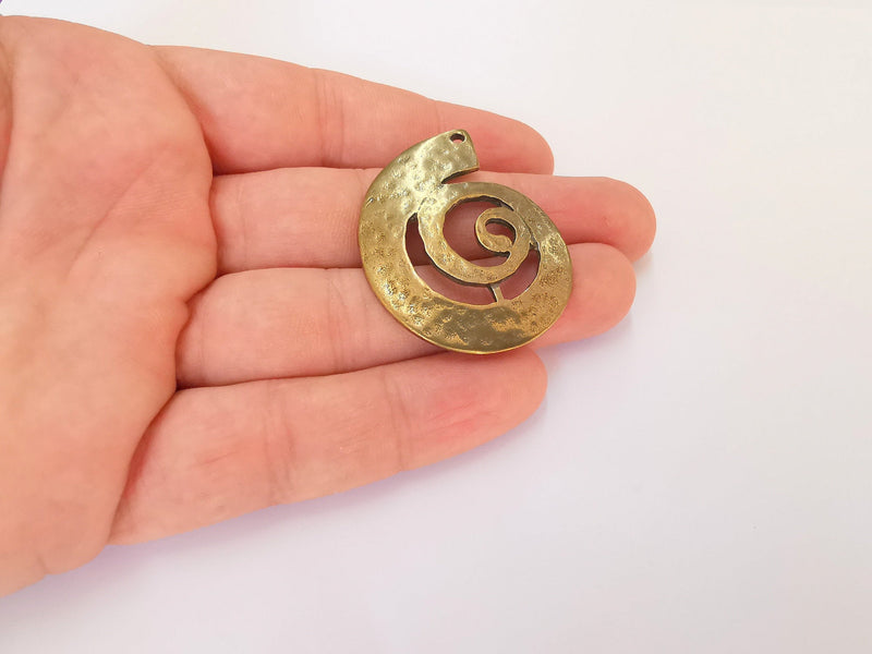 2 Spiral Hammered Charms Antique Bronze Plated Charms (43x34mm)  G23007