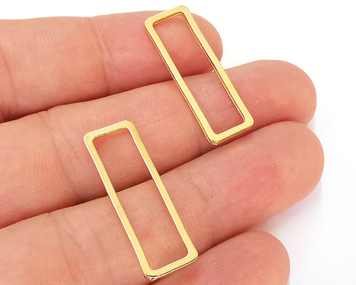 5 Rectangle Charms Connector 24K Shiny Gold  Plated Charms (30x10mm)  G23010