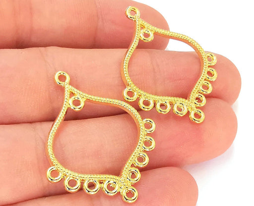 2 Gold Charms Connector 24K Shiny Gold Plated Charms (36x30mm)  G23011