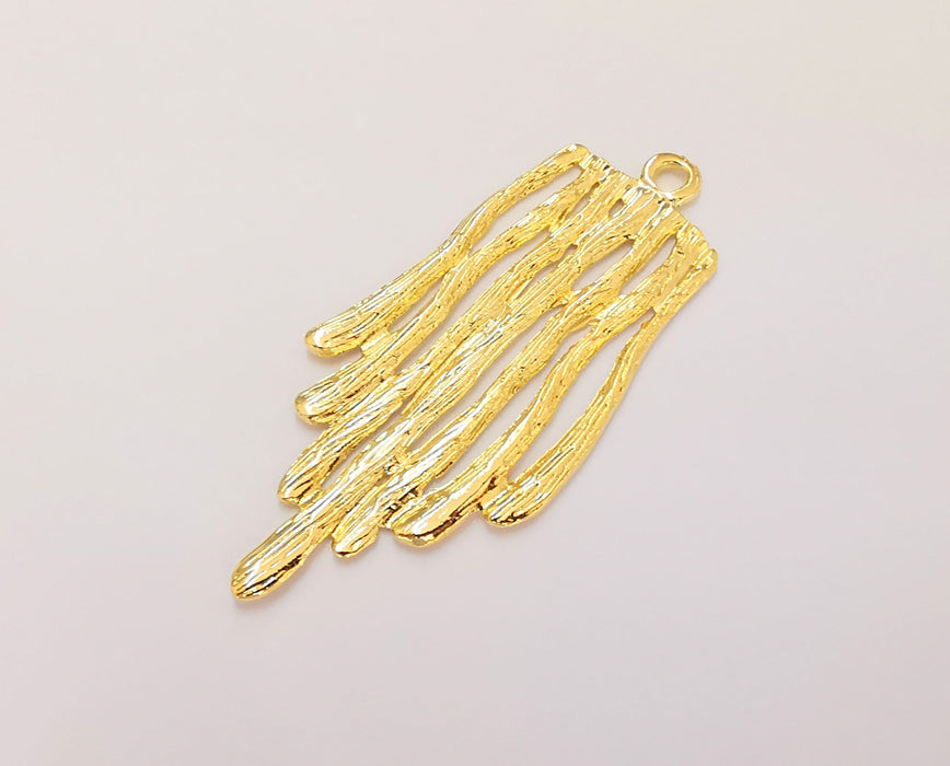 Gold Stalactites Charms 24k Shiny Gold Plated Charms (57x25mm)  G23016