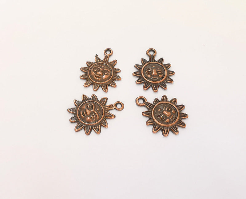 10 Sun Charms Antique Copper Plated Charms (20x16mm)  G23022