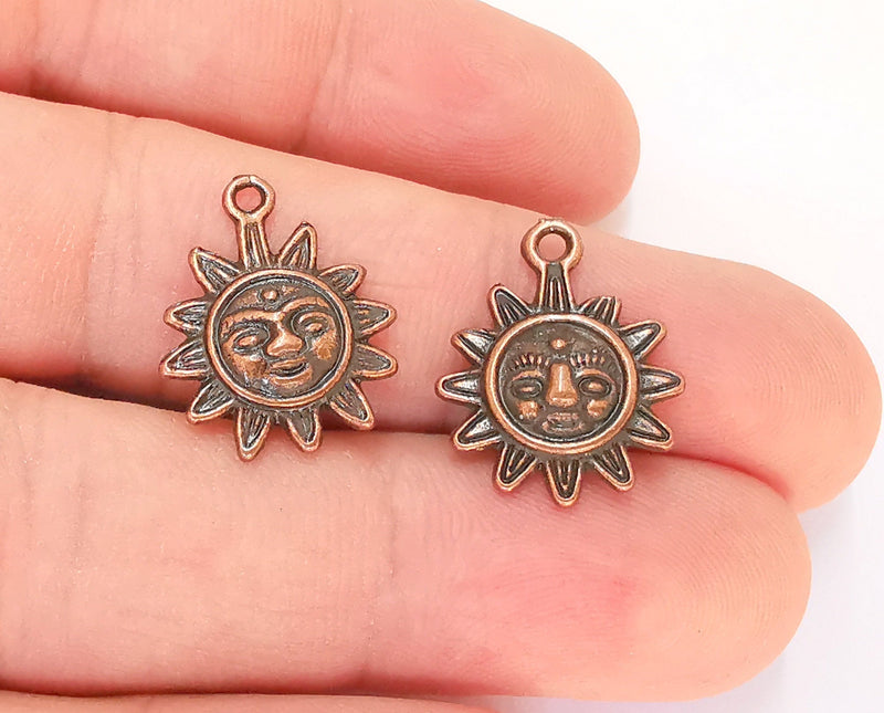 10 Sun Charms Antique Copper Plated Charms (20x16mm)  G23022