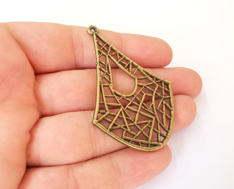 2 Bronze charms Antique bronze plated charms (62x42mm)  G23460