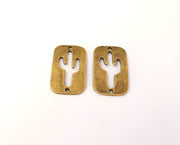 2 Cactus charms connector Antique bronze plated charms (32x20mm)  G23461