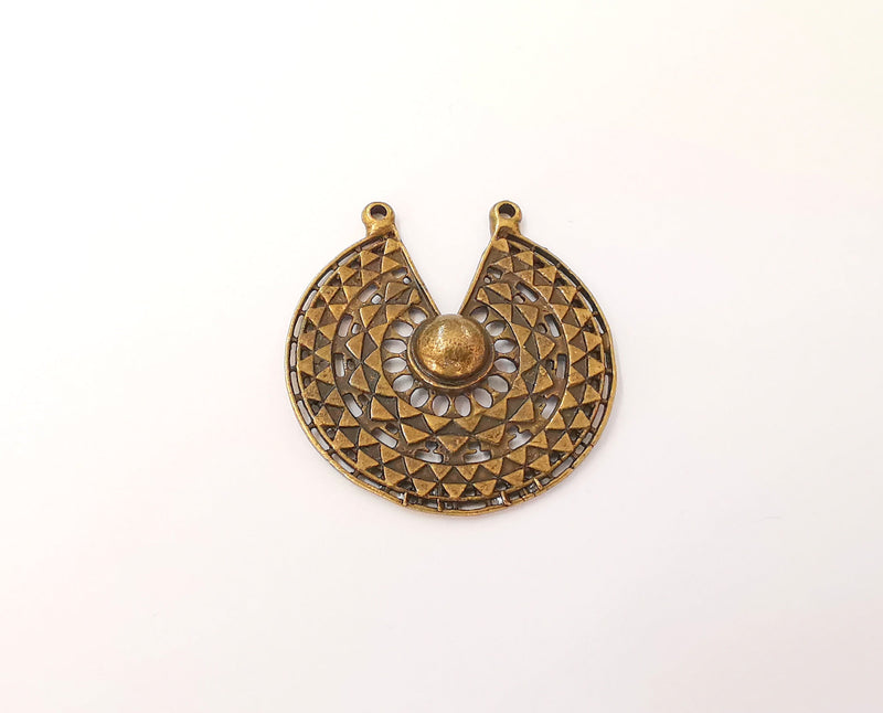2 Bronze charms Antique bronze plated charms (38x36mm)  G23463