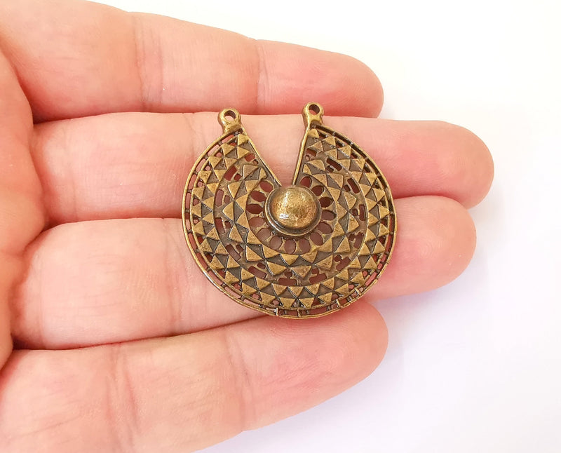 2 Bronze charms Antique bronze plated charms (38x36mm)  G23463
