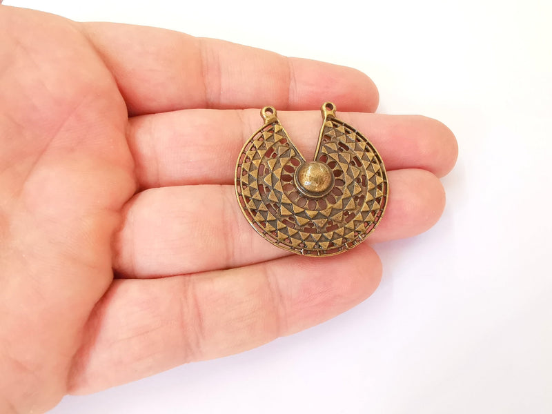 2 Bronze charms Antique bronze plated charms (38x36mm)  G23463