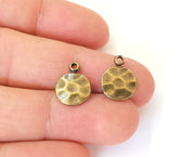 10 Circle Hammered Charms Antique Bronze Plated Charms (15x12mm) G23466