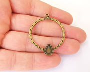 2 Bronze charm cabochon blank bezel Antique bronze plated charm (44x36mm) (8x6mm Blank size) G23467
