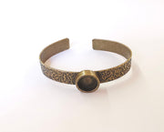 Bracelet blank resin cuff dry flower inlay blank Cuff bezel glass Cabochon base textured adjustable Antique bronze (12mm ) G23475
