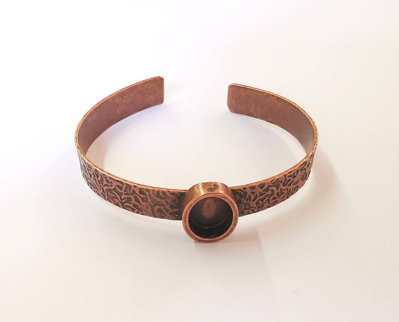 Bracelet blank Resin cuff Dry flower inlay blank Cuff bezel Glass cabochon base Textured adjustable Antique copper (14x10mm ) G23484