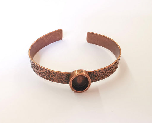 Bracelet blank Resin cuff Dry flower inlay blank Cuff bezel Glass cabochon base Textured adjustable Antique copper (14x10mm ) G23484