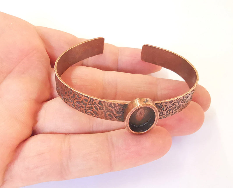 Bracelet blank Resin cuff Dry flower inlay blank Cuff bezel Glass cabochon base Textured adjustable Antique copper (14x10mm ) G23484