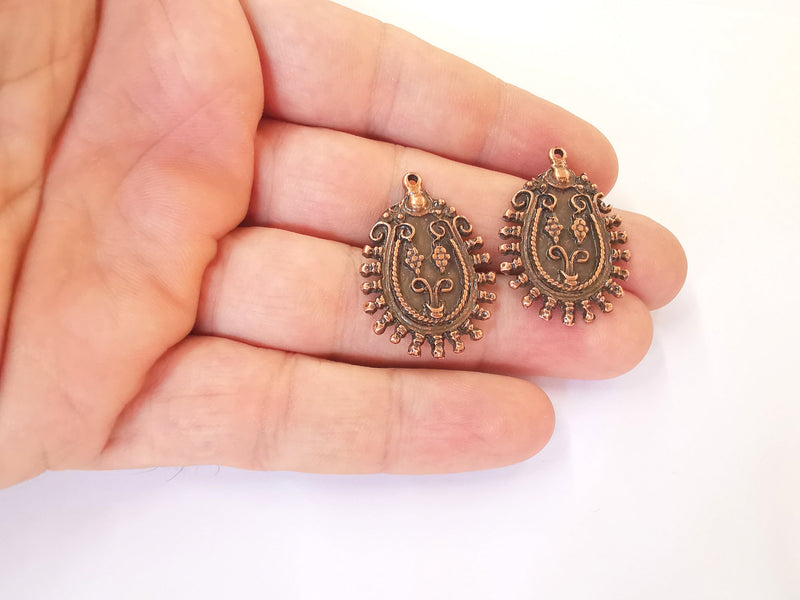 4 Copper charm Antique copper charm (33x23mm) G23485